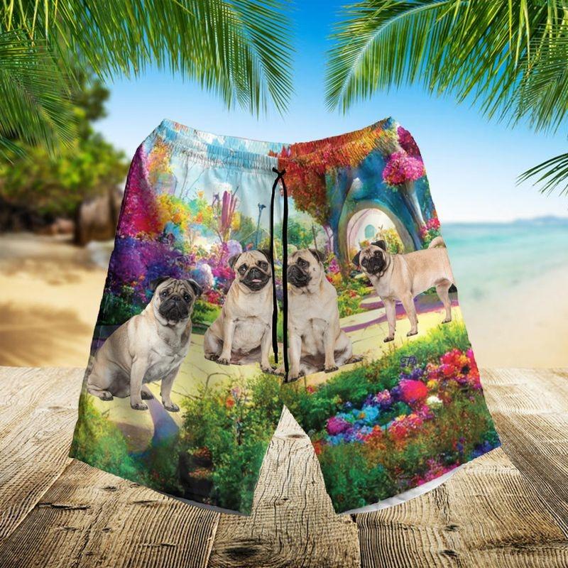 Pug Dog Aloha Hawaiian Shirt - Pug Dog Colorful Forest Printed Hawaiian Shirt, Puppies Pug Dog Owner Summer Hawaiian Shirt For Men & Women, Dog Lover