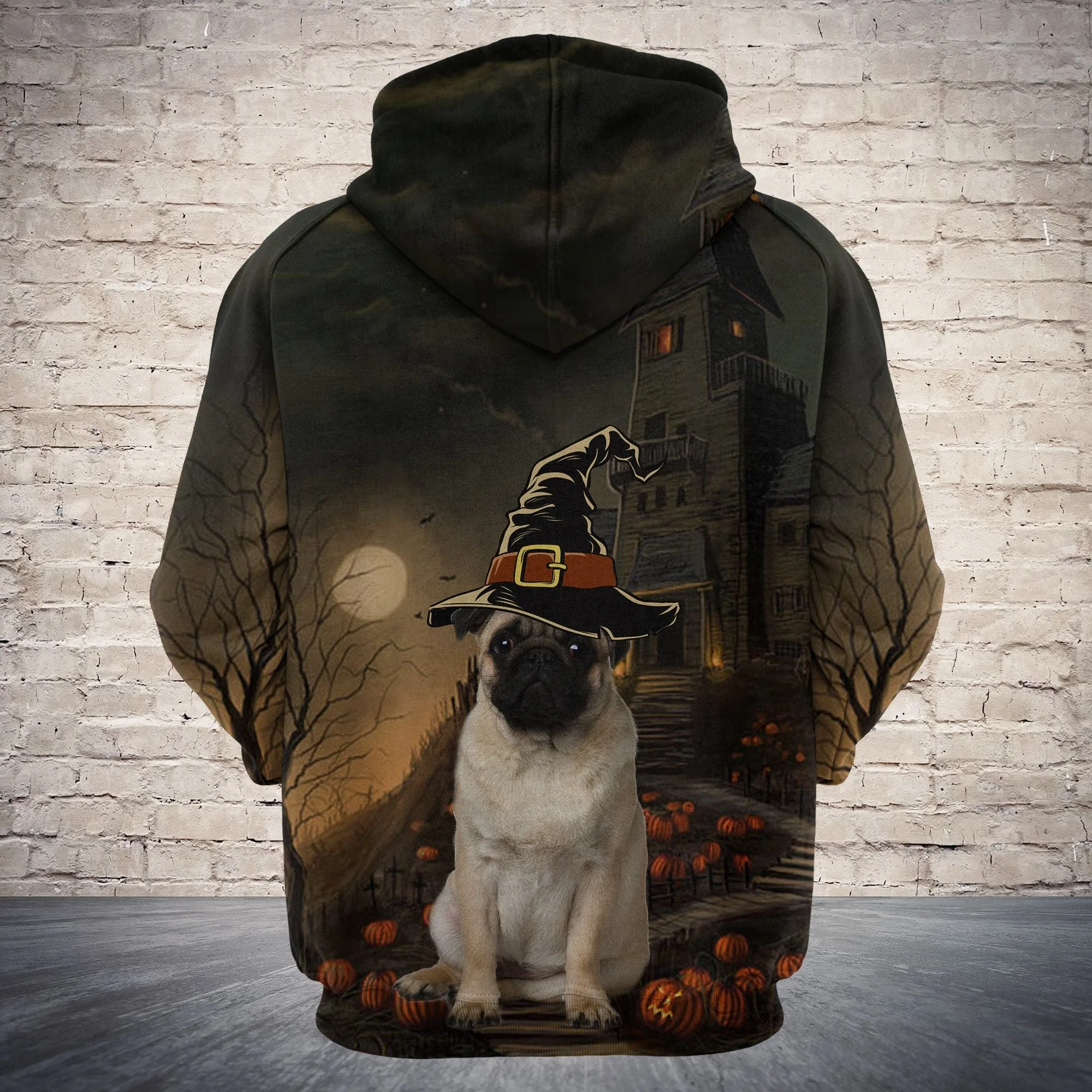 Pug Halloween Night Pullover Premium Hoodie, Perfect Outfit For Men And Women On Christmas New Year Autumn Winter - Image 3