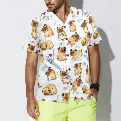Pug Hawaiian Shirt, Cute Funny Pug Aloha Shirt For Men - Perfect Gift For Pug Lovers, Husband, Boyfriend, Friend, Family - Image 5