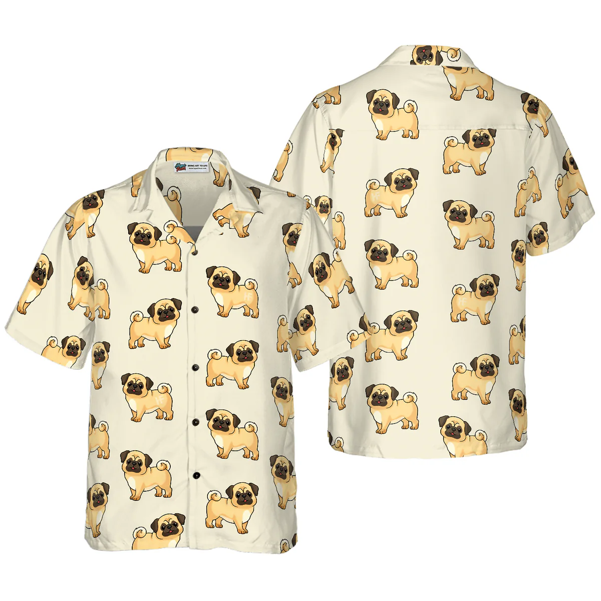 Pug Hawaiian Shirt, Cute Pug Aloha Shirt For Men - Perfect Gift For Pug Lover, Husband, Boyfriend, Friend, Family