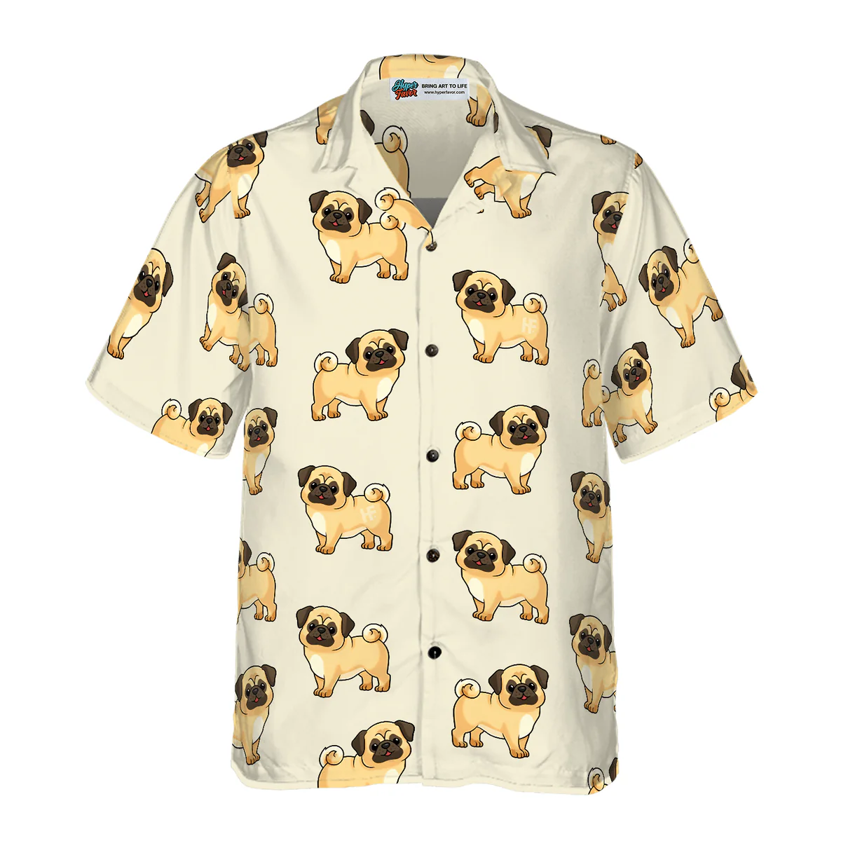 Pug Hawaiian Shirt, Cute Pug Aloha Shirt For Men - Perfect Gift For Pug Lover, Husband, Boyfriend, Friend, Family - Image 2