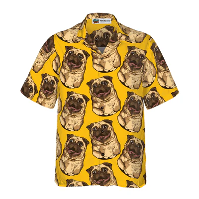Pug Hawaiian Shirt, Cute Pug Seamless Pattern Aloha Shirt For Men - Perfect Gift For Pug Lovers, Husband, Boyfriend, Friend, Family - Image 2