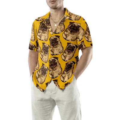 Pug Hawaiian Shirt, Cute Pug Seamless Pattern Aloha Shirt For Men - Perfect Gift For Pug Lovers, Husband, Boyfriend, Friend, Family - Image 4