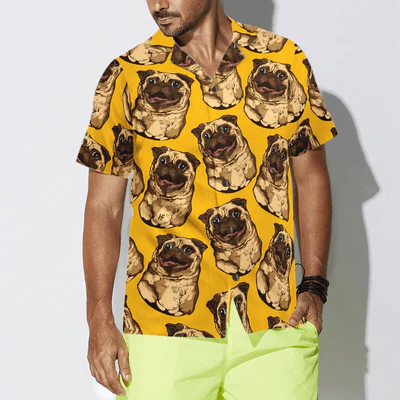 Pug Hawaiian Shirt, Cute Pug Seamless Pattern Aloha Shirt For Men - Perfect Gift For Pug Lovers, Husband, Boyfriend, Friend, Family - Image 5