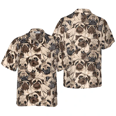 Pug Hawaiian Shirt, Pug Is My Life Aloha Shirt For Men - Perfect Gift For Pug Lovers, Husband, Boyfriend, Friend, Family
