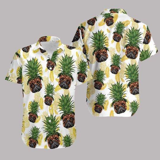 Pug Hawaiian Shirt - Pug Pineapple Head Dog Lovers Hawaiian Shirt - Perfect Gift For Friend, Family