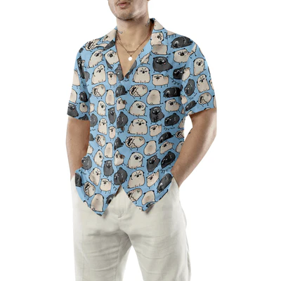 Pug Hawaiian Shirt, Pug Poses Blue Aloha Shirt For Men - Perfect Gift For Pug Lovers, Husband, Boyfriend, Friend, Family - Image 4