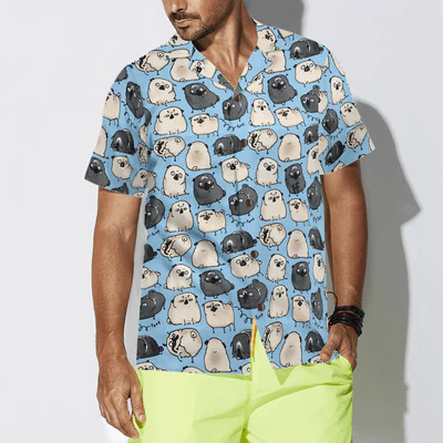 Pug Hawaiian Shirt, Pug Poses Blue Aloha Shirt For Men - Perfect Gift For Pug Lovers, Husband, Boyfriend, Friend, Family - Image 5