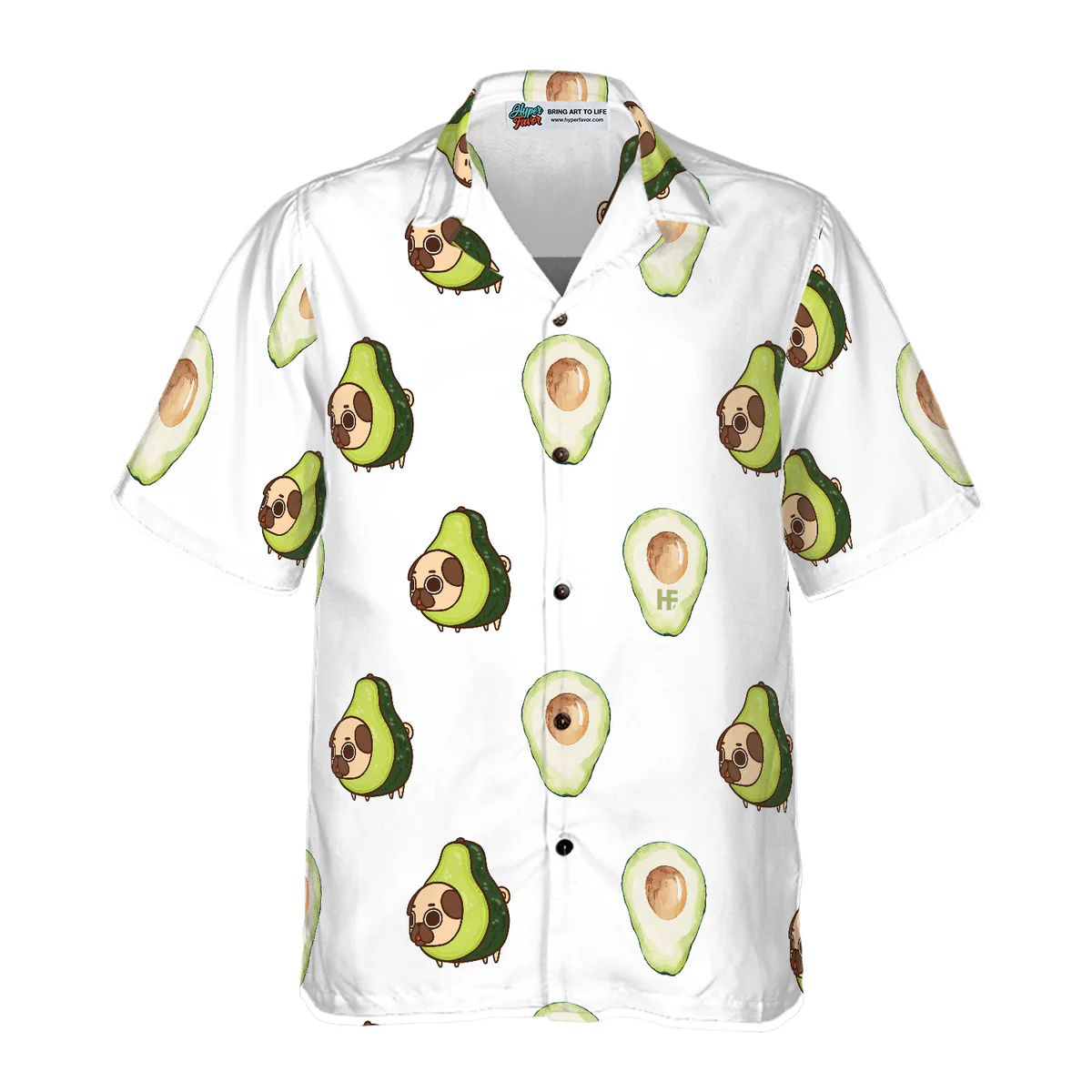 Pug Hawaiian Shirt, Pug Shirt, Avocado Seamless Dogs Aloha Shirt For Men - Perfect Gift For Pug Lover, Husband, Boyfriend, Friend, Family - Image 2