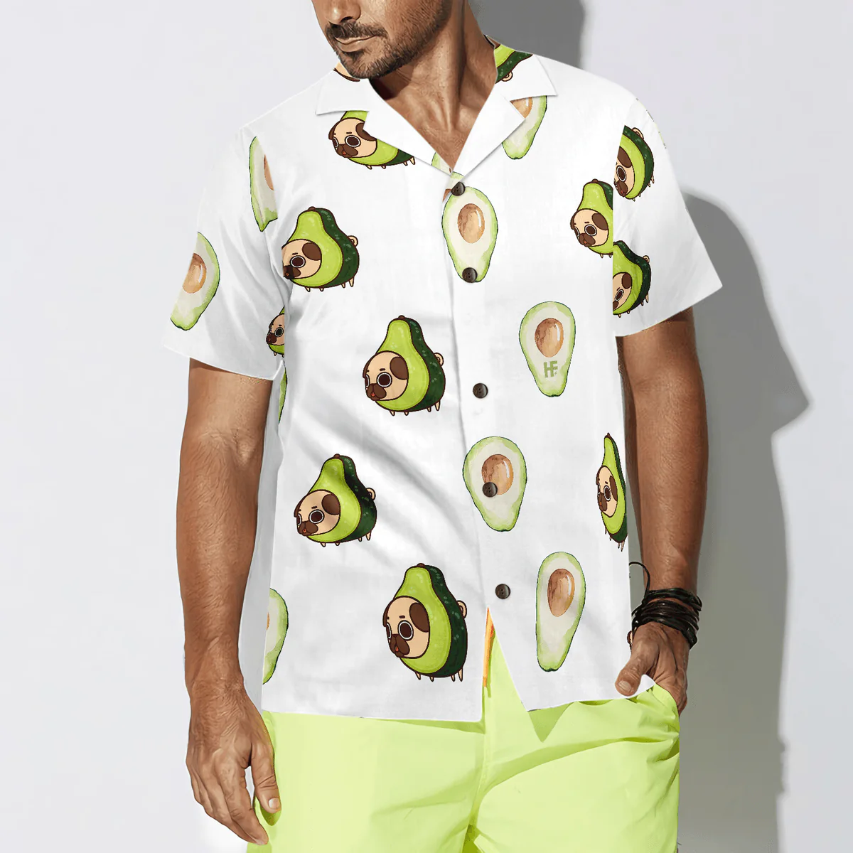 Pug Hawaiian Shirt, Pug Shirt, Avocado Seamless Dogs Aloha Shirt For Men - Perfect Gift For Pug Lover, Husband, Boyfriend, Friend, Family - Image 4