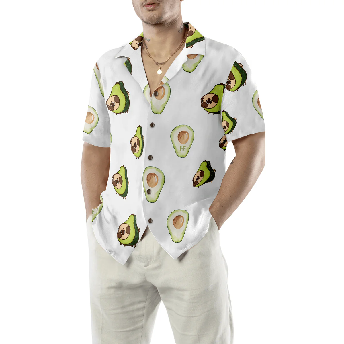 Pug Hawaiian Shirt, Pug Shirt, Avocado Seamless Dogs Aloha Shirt For Men - Perfect Gift For Pug Lover, Husband, Boyfriend, Friend, Family - Image 5