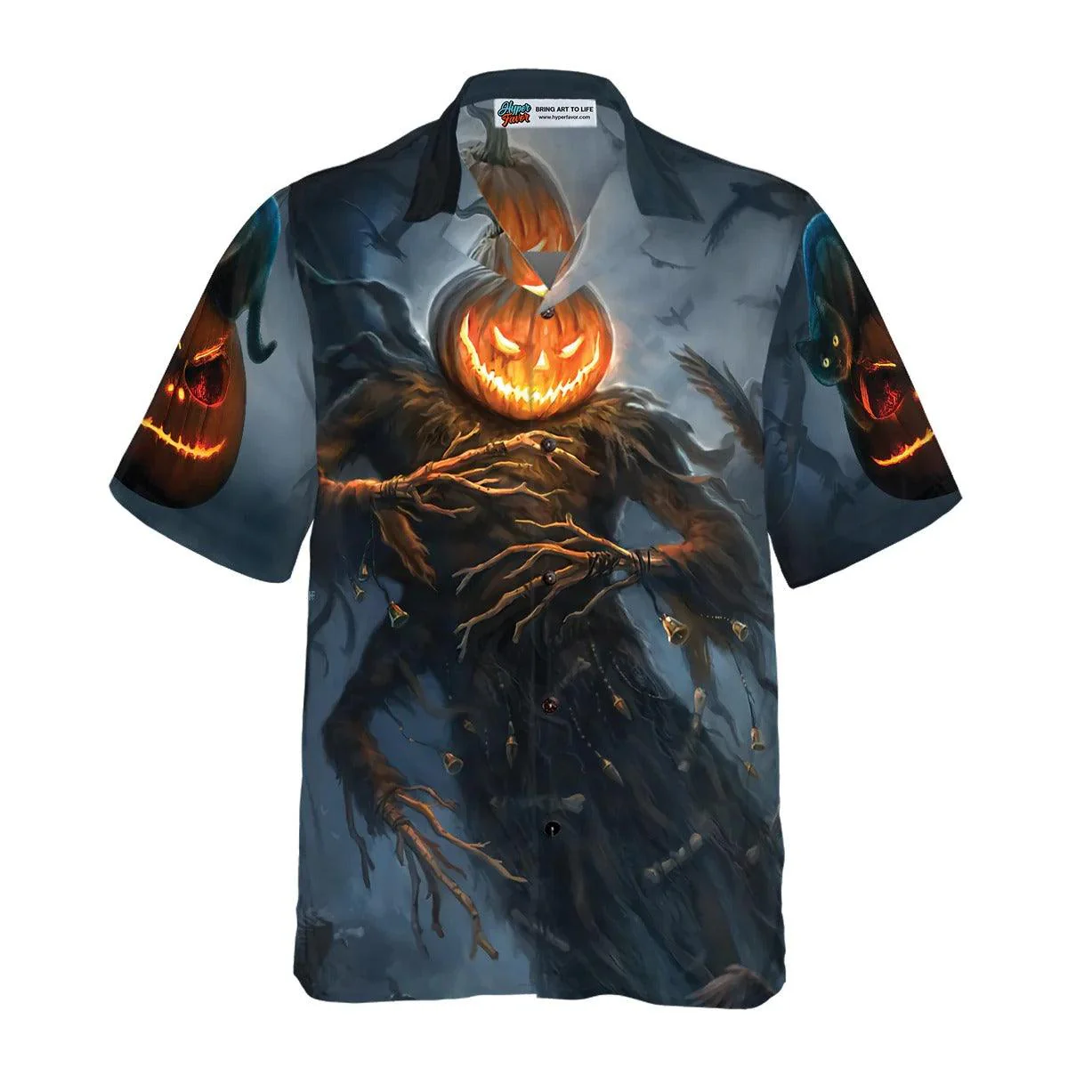 Pumpkin Cat Monster Halloween Hawaiian Shirt, Halloween Shirt For Men And Women - Perfect Gift For Lover, Friend, Family - Image 2