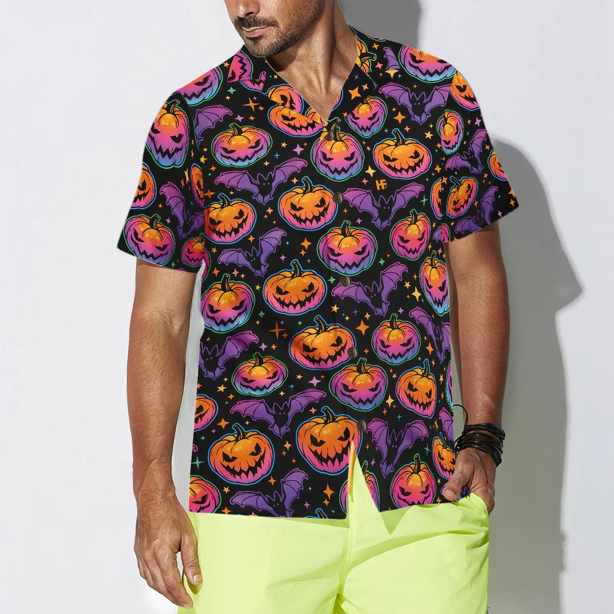 Pumpkin Halloween Hawaiian Shirt, Bat Aloha Hawaiian Shirt - Perfect Gift For Lover, Friend, Family - Image 3