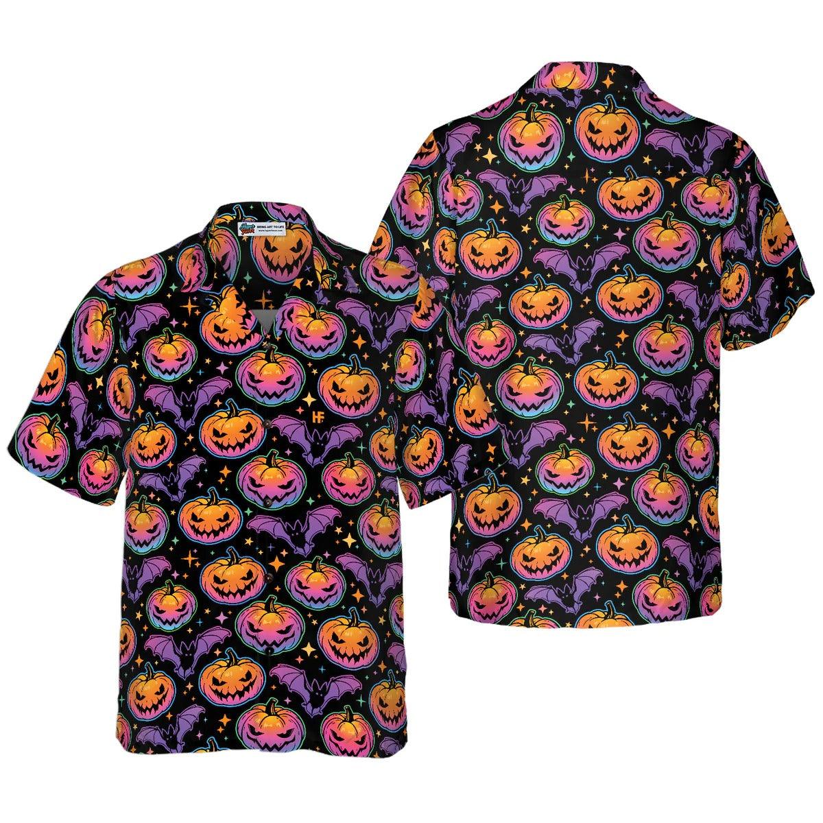 Pumpkin Halloween Hawaiian Shirt, Bat Aloha Hawaiian Shirt - Perfect Gift For Lover, Friend, Family - Image 5