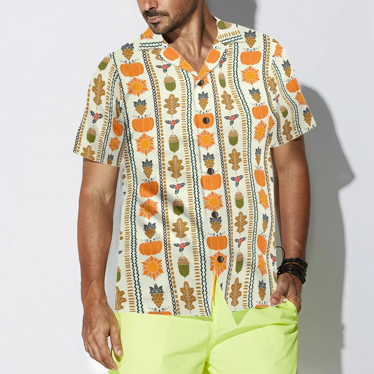 Pumpkin Hawaiian Shirt, Thanksgiving Day Vertical Pattern Hawaiian Shirt - Perfect Gift For Lover, Friend, Family