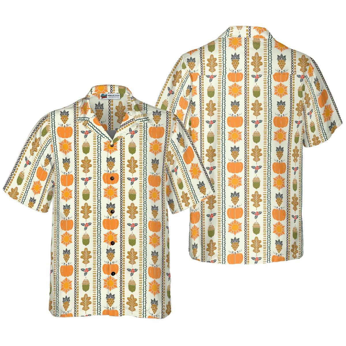 Pumpkin Hawaiian Shirt, Thanksgiving Day Vertical Pattern Hawaiian Shirt - Perfect Gift For Lover, Friend, Family - Image 3