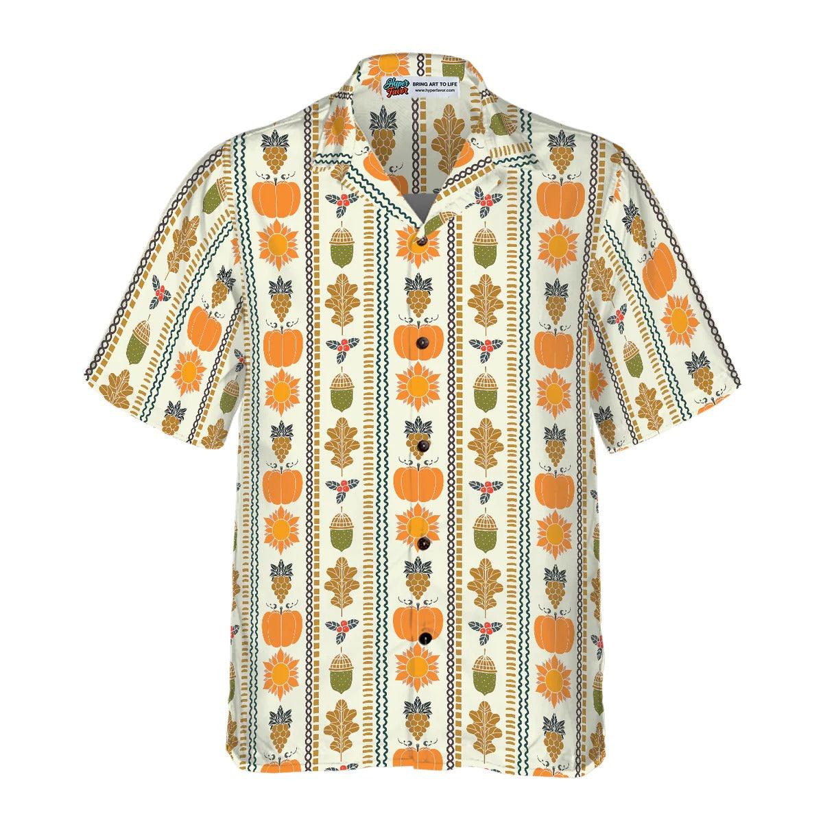 Pumpkin Hawaiian Shirt, Thanksgiving Day Vertical Pattern Hawaiian Shirt - Perfect Gift For Lover, Friend, Family - Image 5