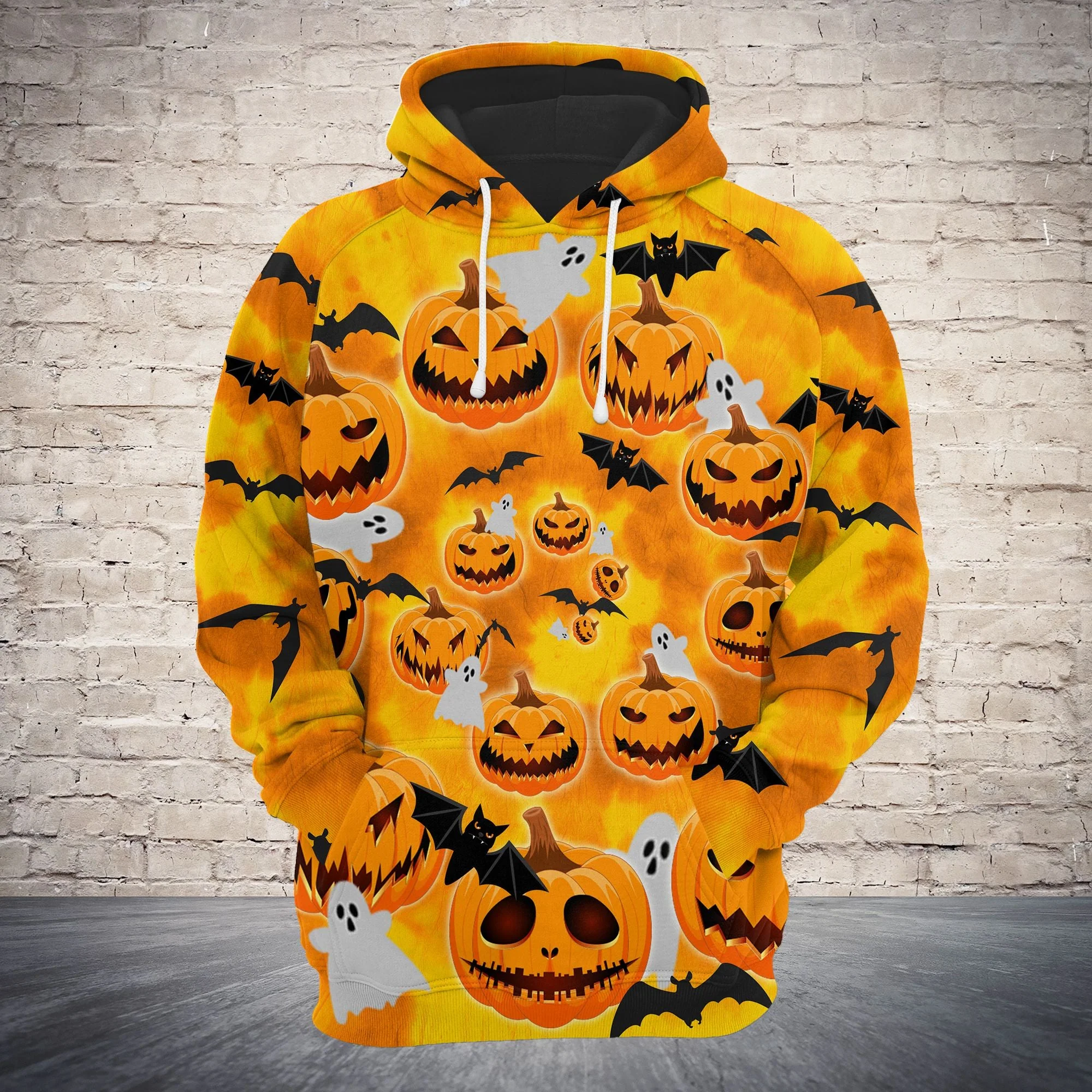 Pumpkin Tie Dye Halloween Pullover Premium Hoodie, Perfect Outfit For Men And Women On Christmas New Year Autumn Winter - Image 2