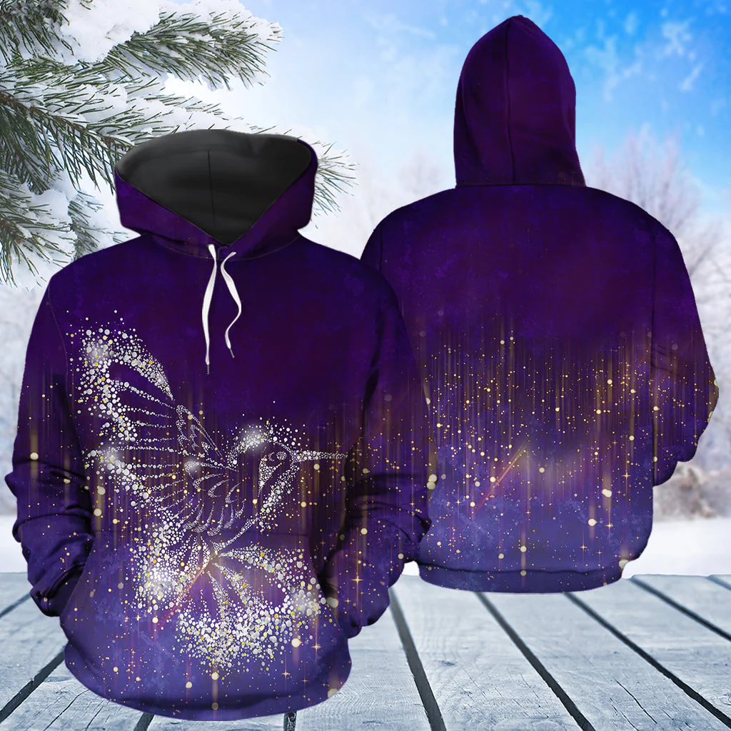 Purple Hummingbird Snowflake Pullover Premium Hoodie, Perfect Outfit For Men And Women On Christmas New Year Autumn Winter