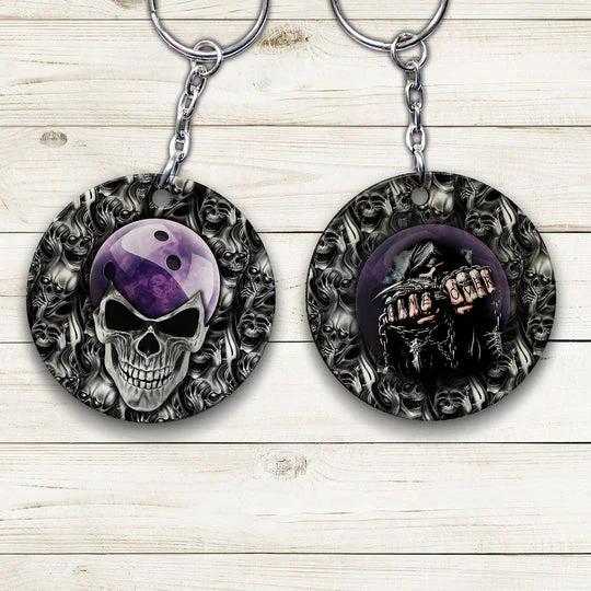 Purple Skull Bowling Ball Acrylic Keychain For Bowling Players - Christmas Gift For Bowling Lovers, Bowling Team, Family, Friends - Image 3