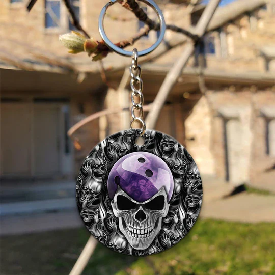 Purple Skull Bowling Ball Acrylic Keychain For Bowling Players - Christmas Gift For Bowling Lovers, Bowling Team, Family, Friends - Image 5