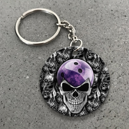 Purple Skull Bowling Ball Acrylic Keychain For Bowling Players - Christmas Gift For Bowling Lovers, Bowling Team, Family, Friends - Image 6