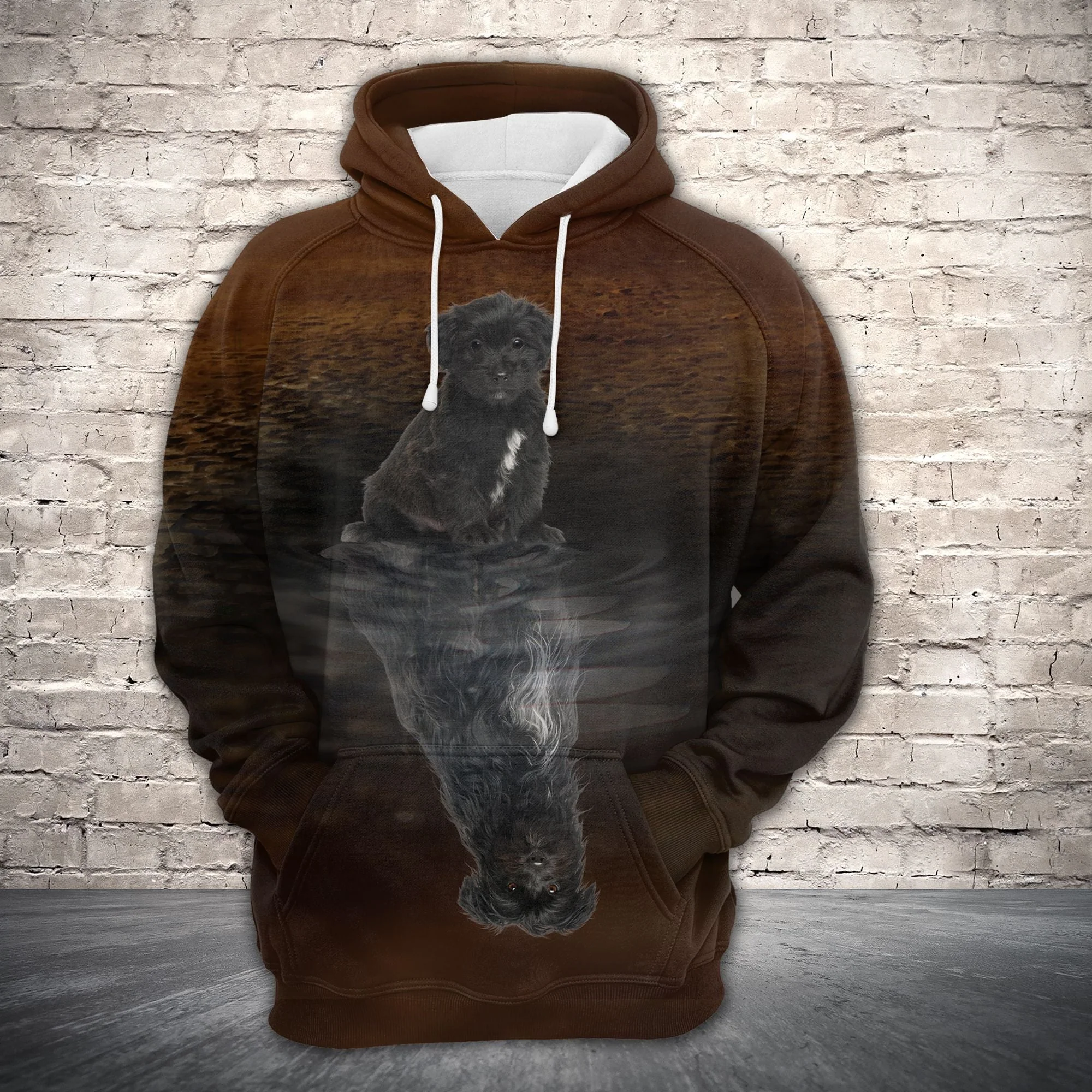 Pyrenean Shepherd Reflection Dog Pullover Premium Hoodie, Perfect Outfit For Men And Women On Christmas New Year Autumn Winter - Image 2