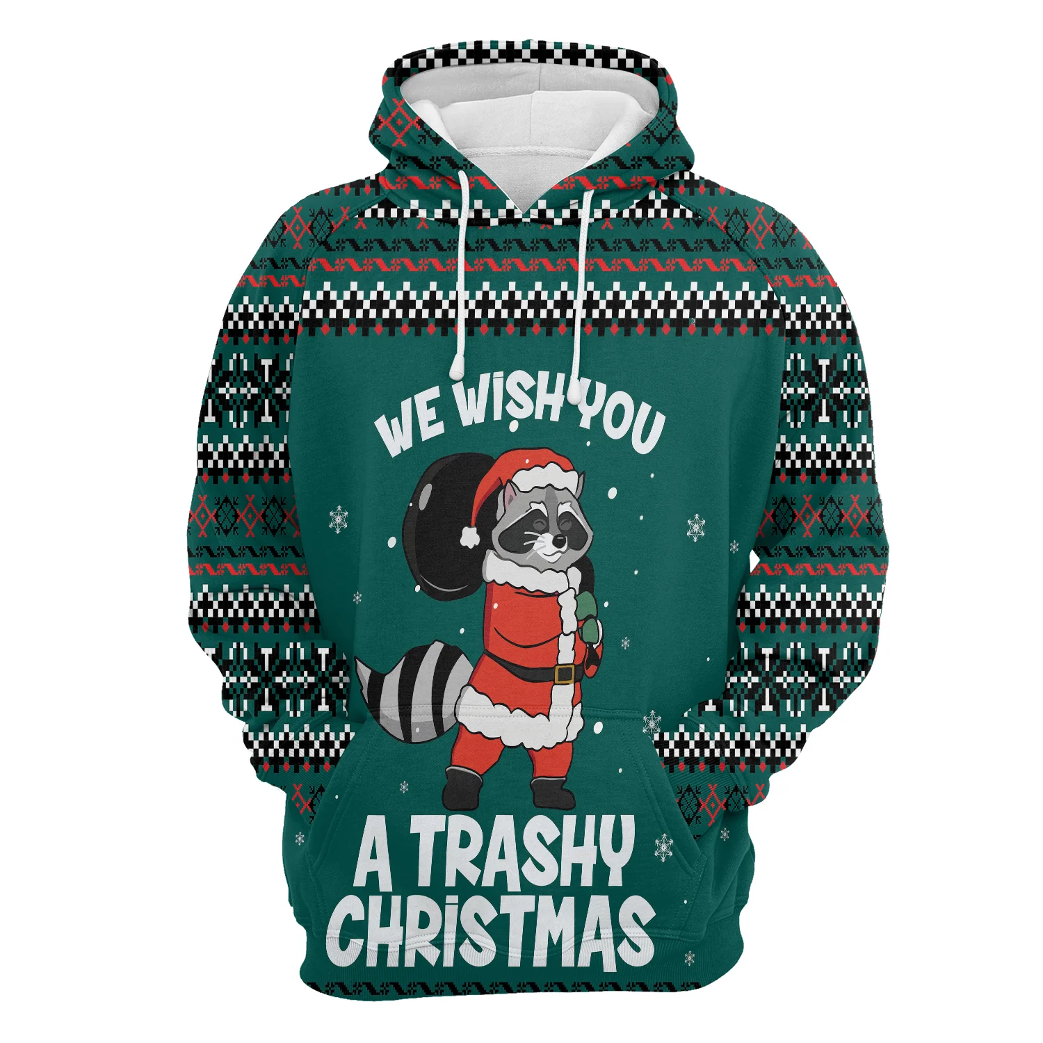 Raccoon Pullover Premium Hoodie We Wish You A Trashy Christmas, Perfect Outfit For Men And Women On Christmas New Year Autumn Winter - Image 2