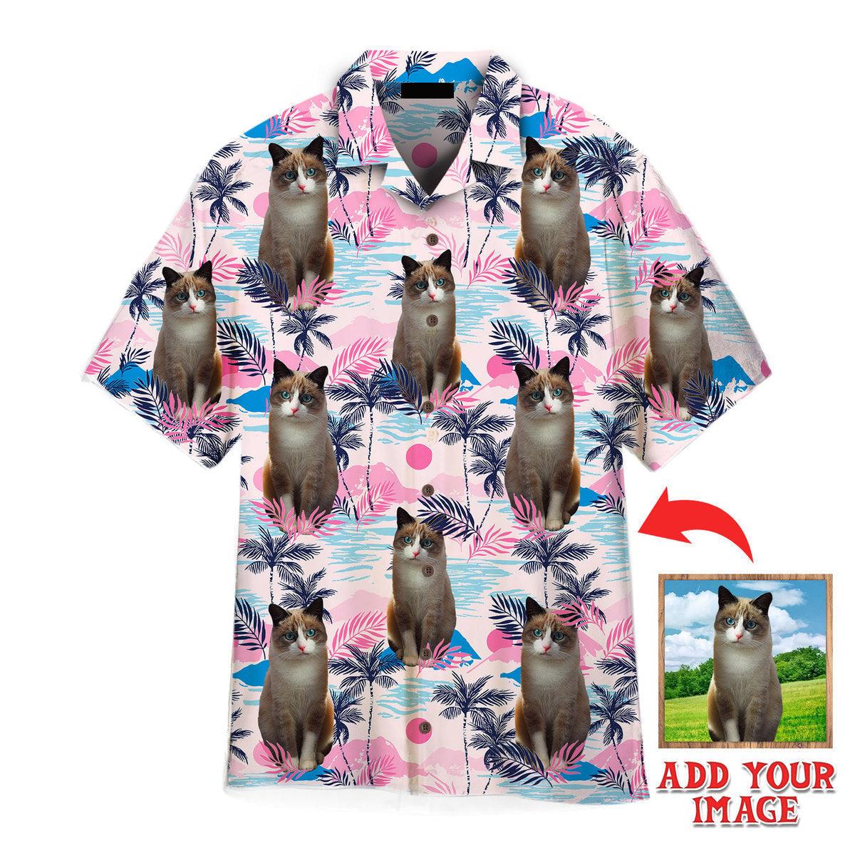 Ragdoll Cat On Pink Palm Tree Tropical Island Custom Photo Hawaiian Shirt, Personalized Hawaiian Shirts - Perfect Gift For Cat Lovers, Family, Friends - Image 2