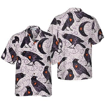 Raven And Skull Halloween Hawaiian Shirt, Halloween Shirt For Men And Women - Perfect Gift For Lover, Friend, Family - Image 4