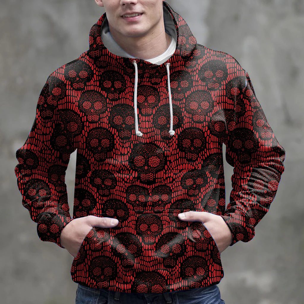 Red Skull Pullover Premium Hoodie, Perfect Outfit For Men And Women On Christmas New Year Autumn Winter