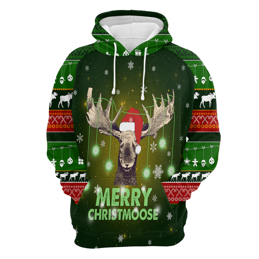 Reindeer Premium Christmas Hoodie, Merry ChristMoose Christmas Unisex Hoodie For Men & Women - Perfect Gift For Christmas, Reindeer Lovers - Image 3