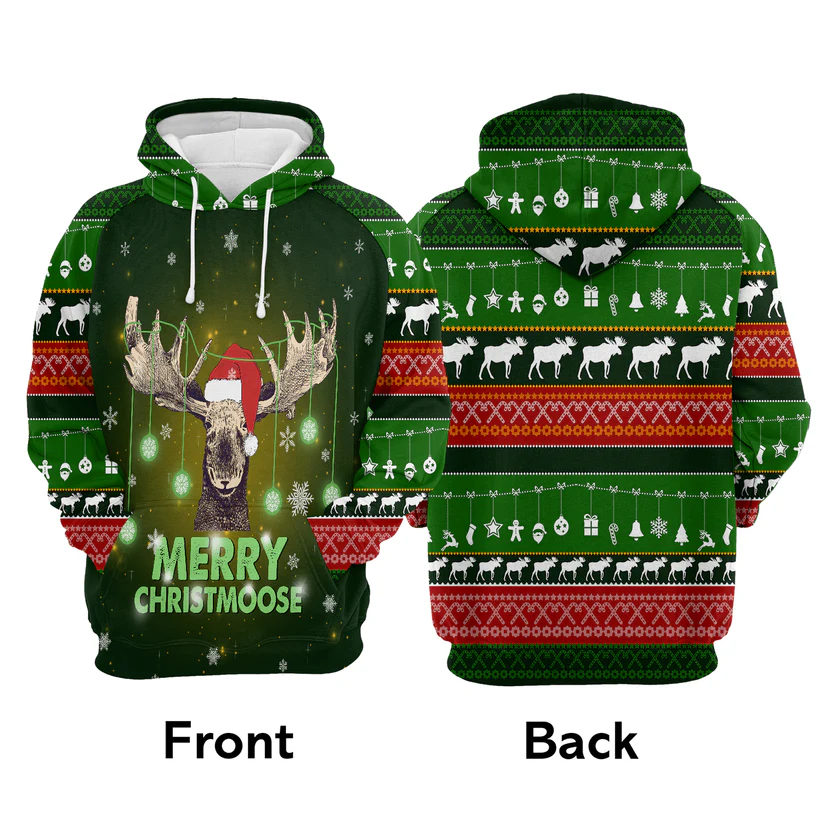 Reindeer Premium Christmas Hoodie, Merry ChristMoose Christmas Unisex Hoodie For Men & Women - Perfect Gift For Christmas, Reindeer Lovers - Image 4