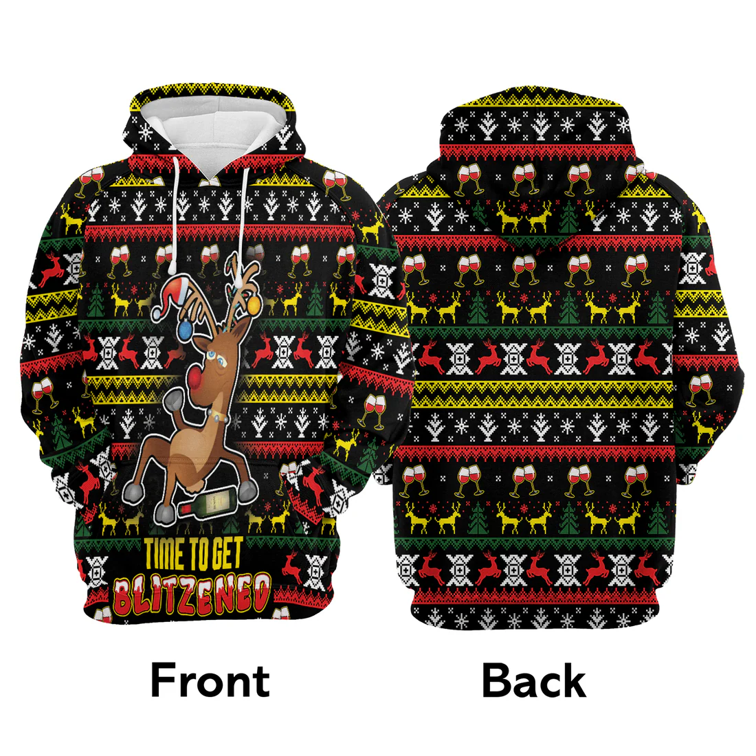 Reindeer Premium Christmas Hoodie, Time To Get Blitzened Unisex Hoodie For Men & Women - Perfect Gift For Christmas, Friends, Family - Image 3