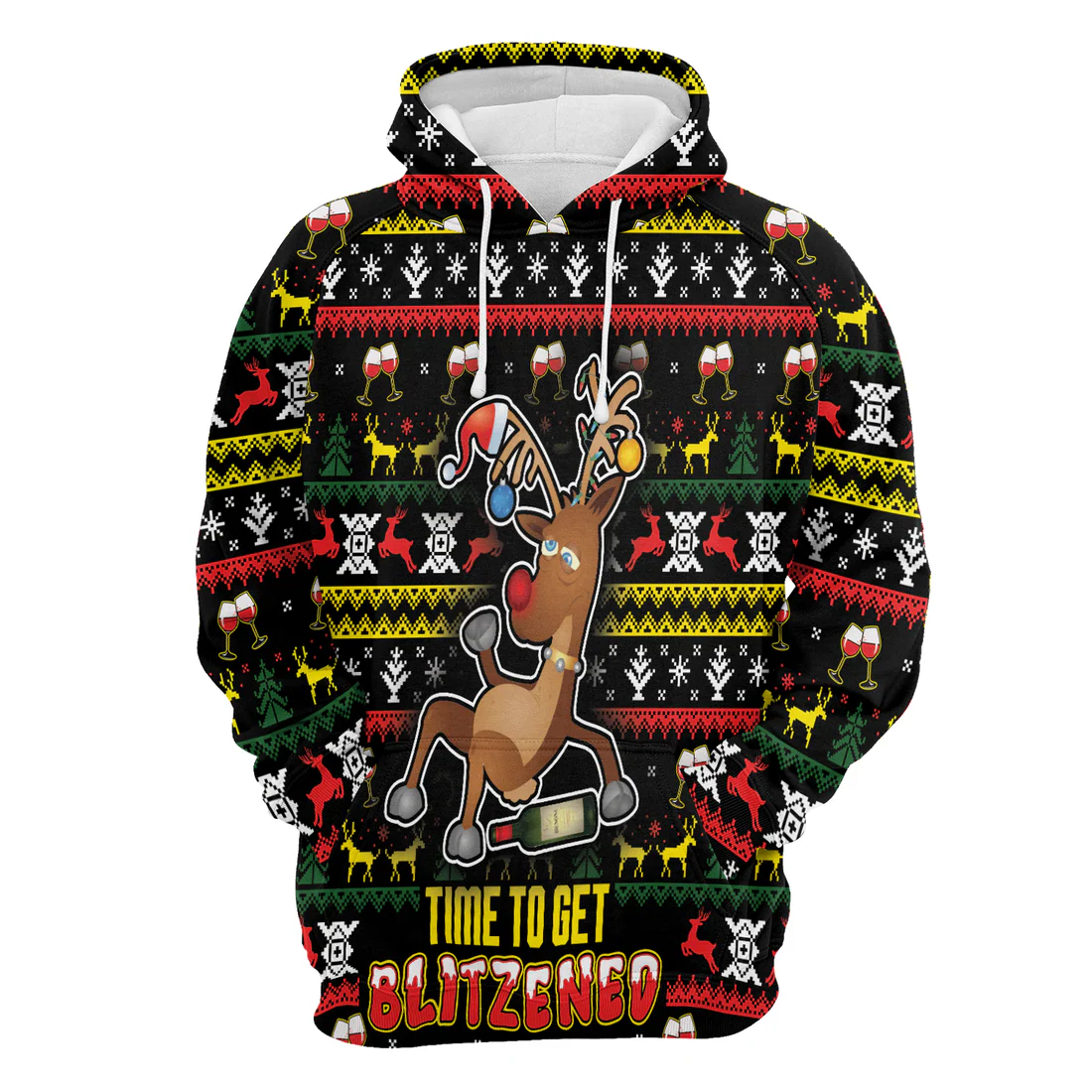 Reindeer Premium Christmas Hoodie, Time To Get Blitzened Unisex Hoodie For Men & Women - Perfect Gift For Christmas, Friends, Family - Image 4
