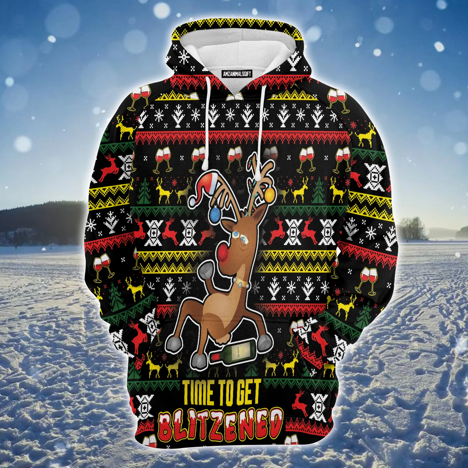 Reindeer Premium Christmas Hoodie, Time To Get Blitzened Unisex Hoodie For Men & Women - Perfect Gift For Christmas, Friends, Family - Image 2