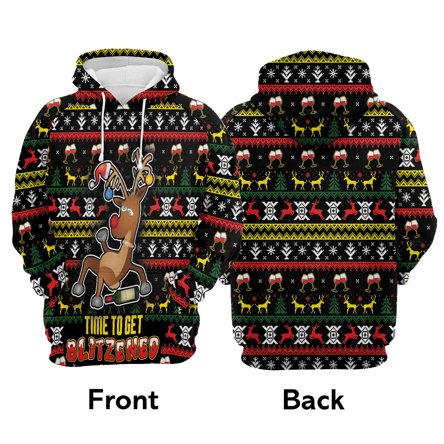 Reindeer Premium Christmas Hoodie, Time To Get Blitzened Unisex Hoodie For Men & Women - Perfect Gift For Christmas, Friends, Family - Image 3