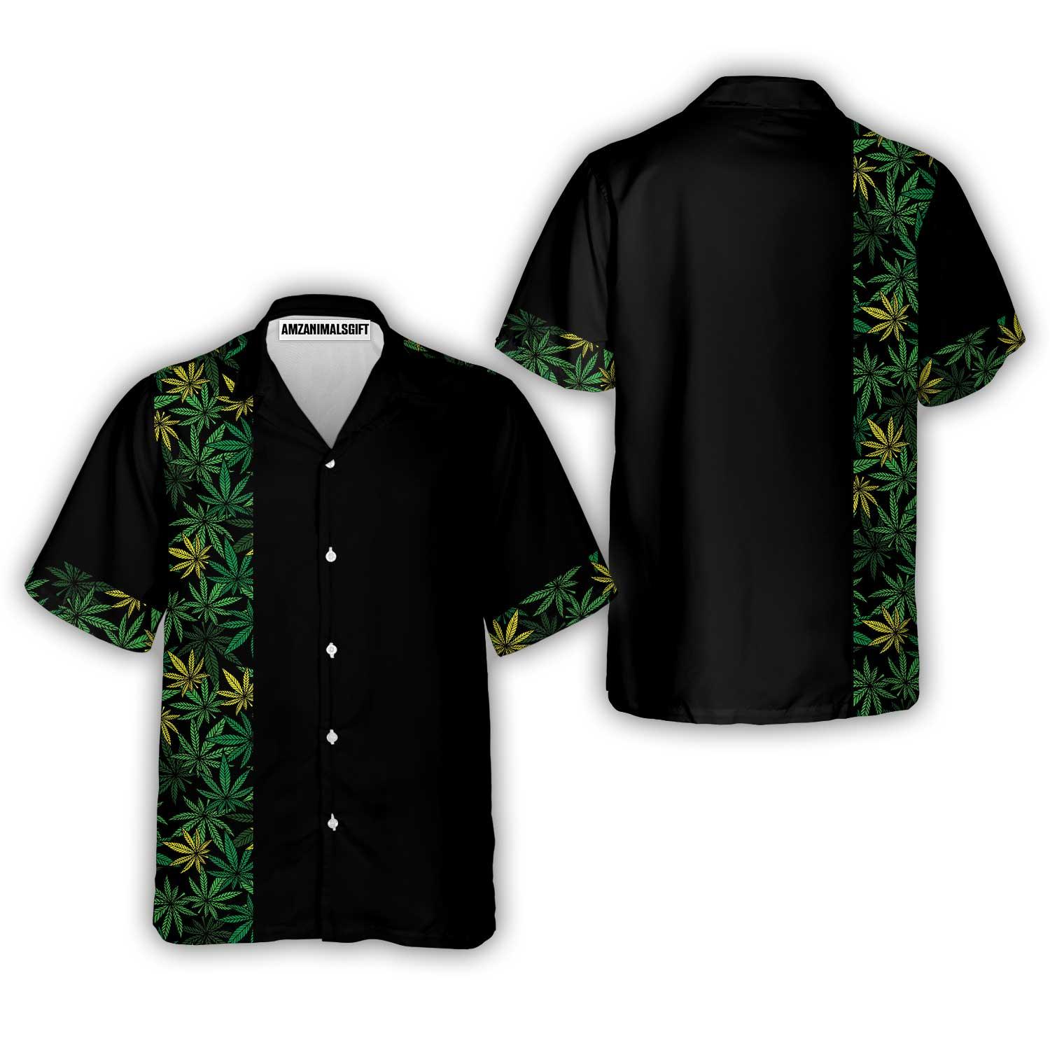 Retro Cannabis Marijuana Leaves Hawaiian Shirt, Colorful Summer Aloha Shirt For Men Women, Perfect Gift For Husband, Wife, Friend, Family