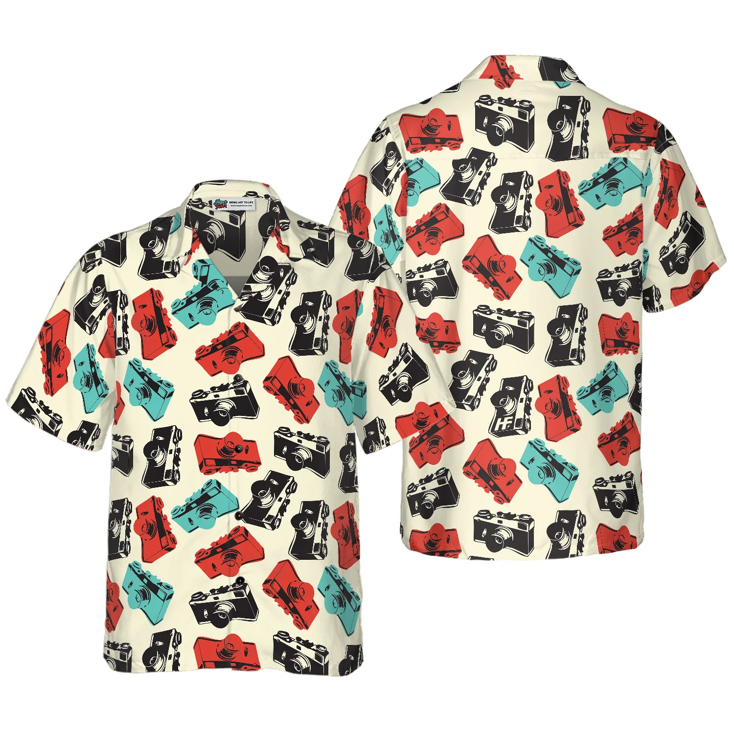 Retro Photography Cameras Hawaiian Shirt, Colorful Summer Aloha Shirt For Men Women, Gift For Friend, Family, Husband, Wife, Photography Lover