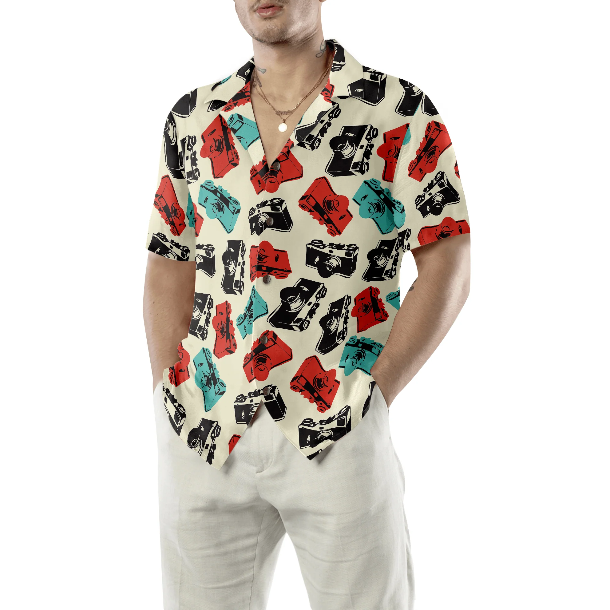 Retro Photography Cameras Hawaiian Shirt, Colorful Summer Aloha Shirt For Men Women, Gift For Friend, Family, Husband, Wife, Photography Lover - Image 3