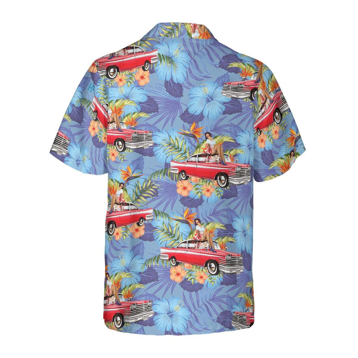 Retro Vintage Girl Car Hawaiian Shirt, Muscle Car Hawaiian Shirt For Men - Perfect Gift For Lover, Friend, Family - Image 3