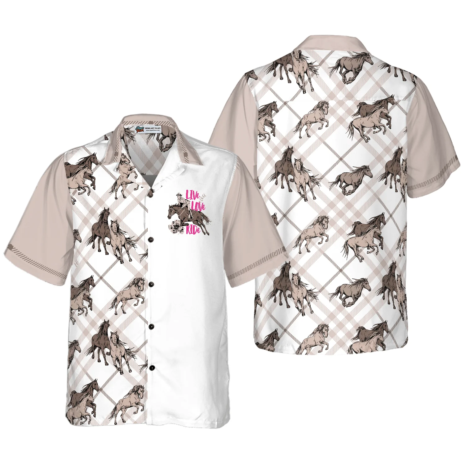 Riding Horse Hawaiian Shirt, Live Love Ride, Colorful Summer Aloha Shirt For Men Women, Gift For Friend, Team, Riding Lovers