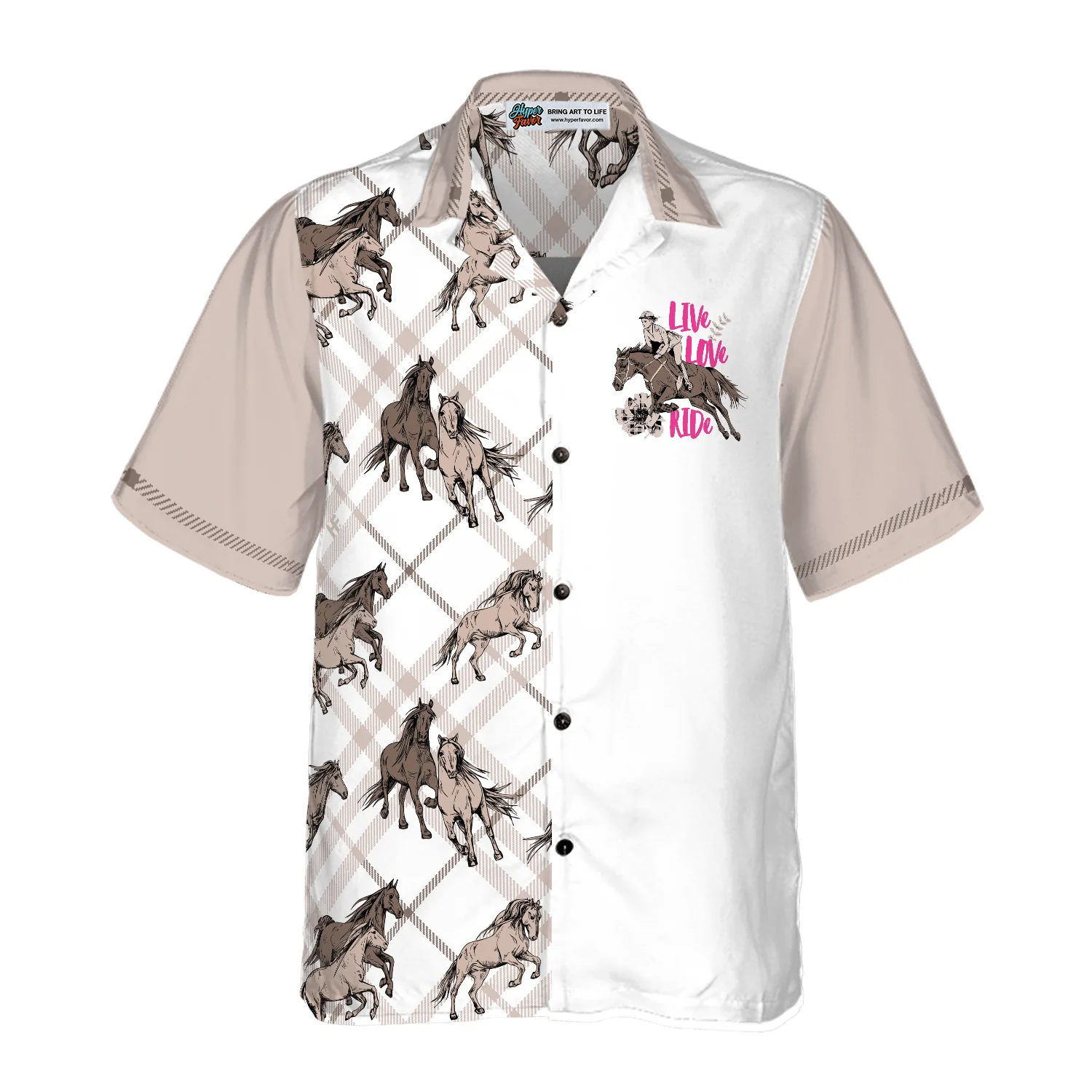 Riding Horse Hawaiian Shirt, Live Love Ride, Colorful Summer Aloha Shirt For Men Women, Gift For Friend, Team, Riding Lovers - Image 2