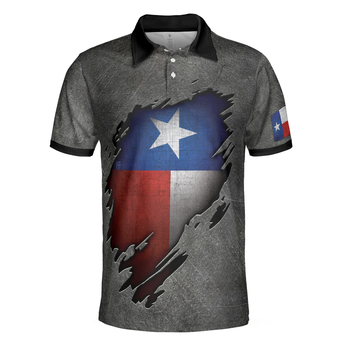Ripped Texas Flag Polo Shirt For Golf, Grunge Texas Polo Shirt, Texas Proud Shirt For Men - Perfect Gift For Men, Golfer Men - Image 2