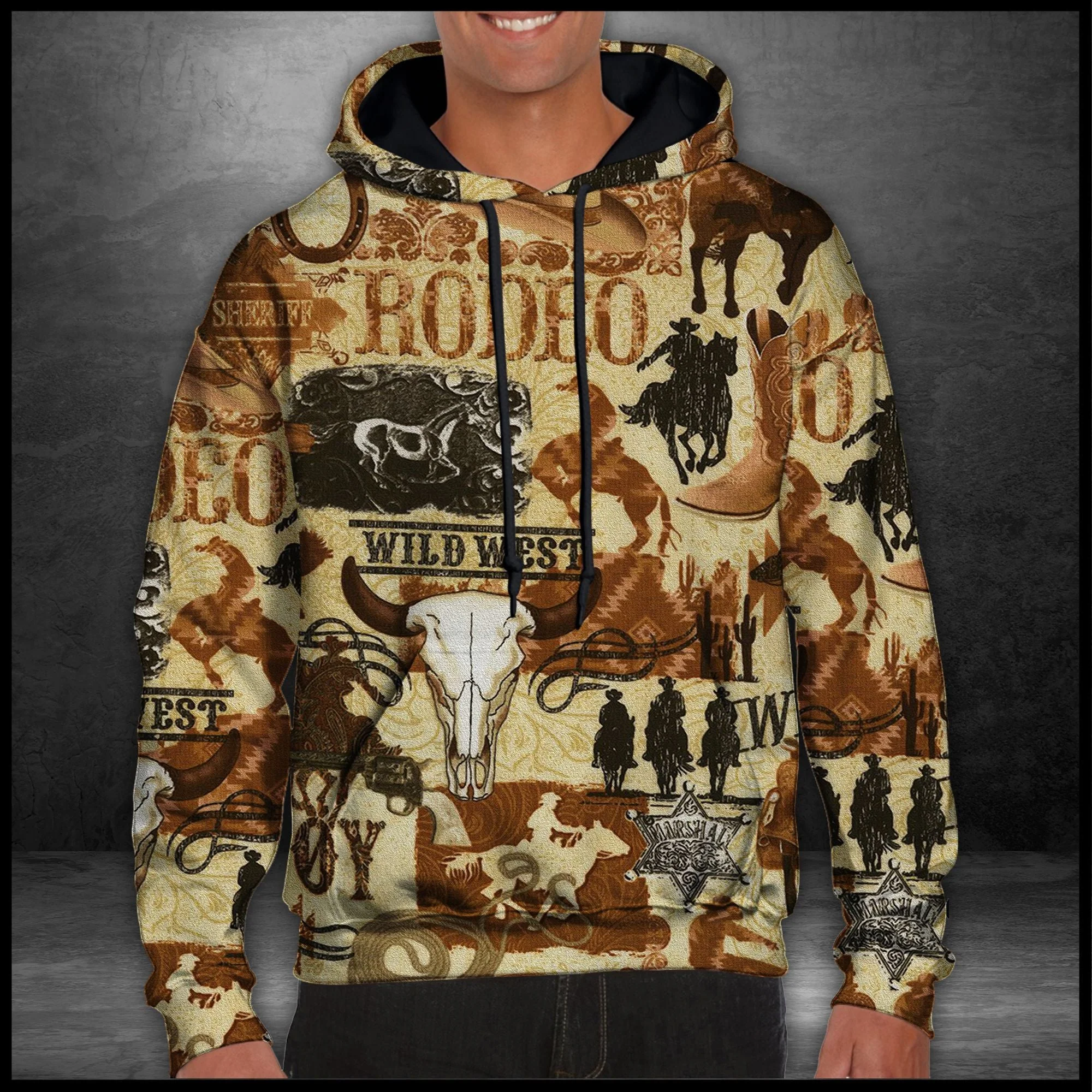Rodeo Cowboy Pullover Premium Hoodie Wild West , Perfect Outfit For Men And Women On Christmas New Year Autumn Winter