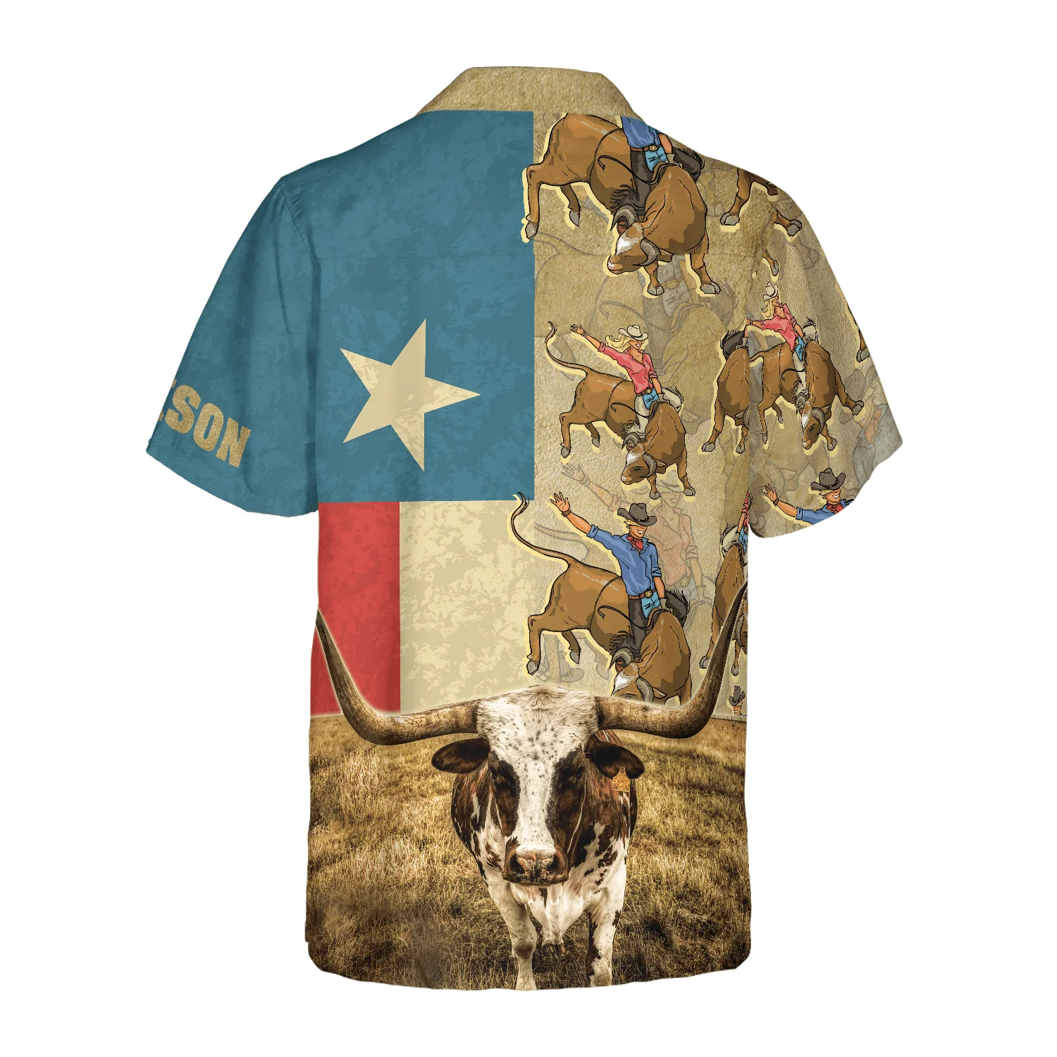 Rodeo Longhorn Texas Flag Custom Name Hawaiian Shirt, Personalized Summer Aloha Shirt Perfect Unique Gift For Men Women Texas Lovers - Image 2