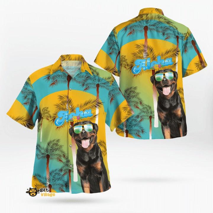 Rottweiler Aloha Hawaiian Shirt - Dog Summer Beach Tropical Leaves Hawaiian Shirt For Summer - Perfect Gift For Dog Lovers Friend, Family