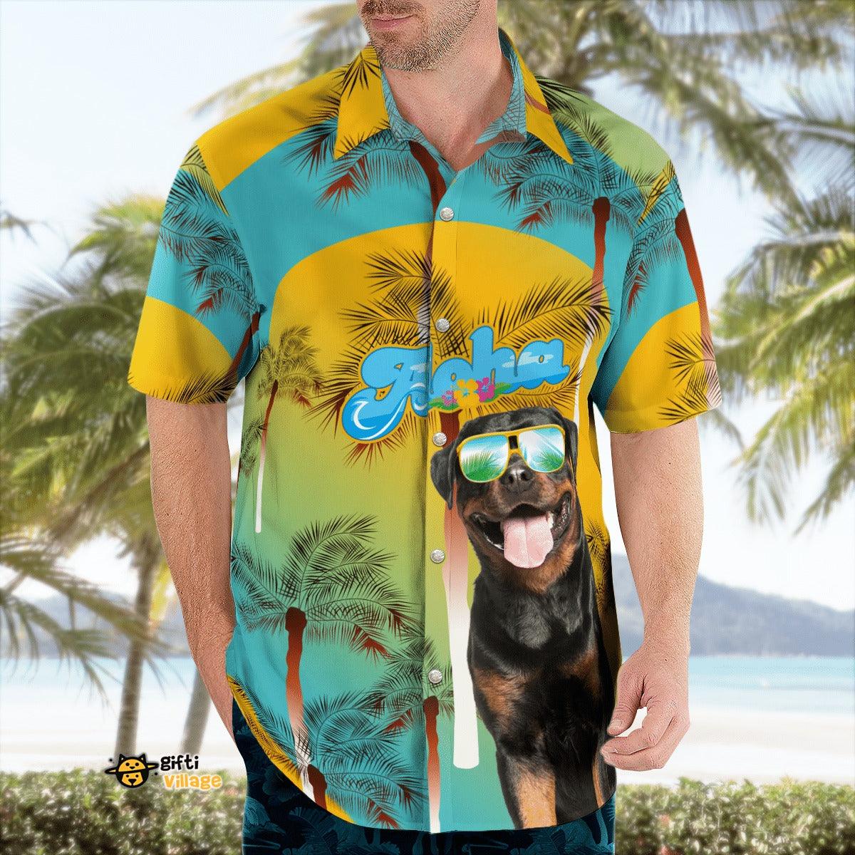 Rottweiler Aloha Hawaiian Shirt - Dog Summer Beach Tropical Leaves Hawaiian Shirt For Summer - Perfect Gift For Dog Lovers Friend, Family - Image 3