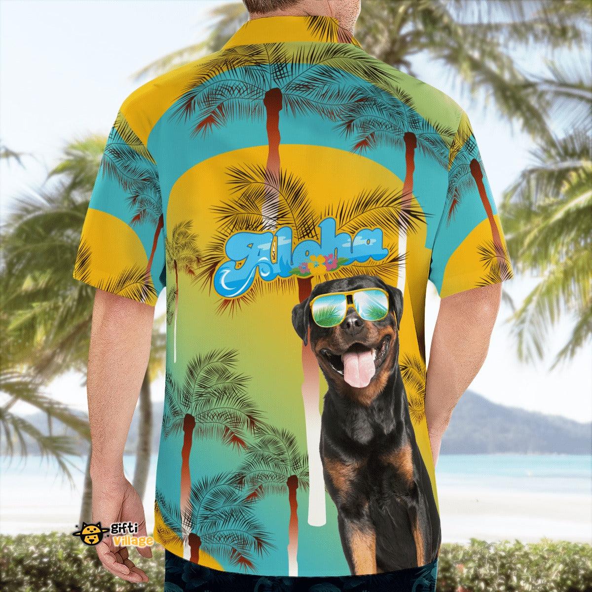 Rottweiler Aloha Hawaiian Shirt - Dog Summer Beach Tropical Leaves Hawaiian Shirt For Summer - Perfect Gift For Dog Lovers Friend, Family - Image 4