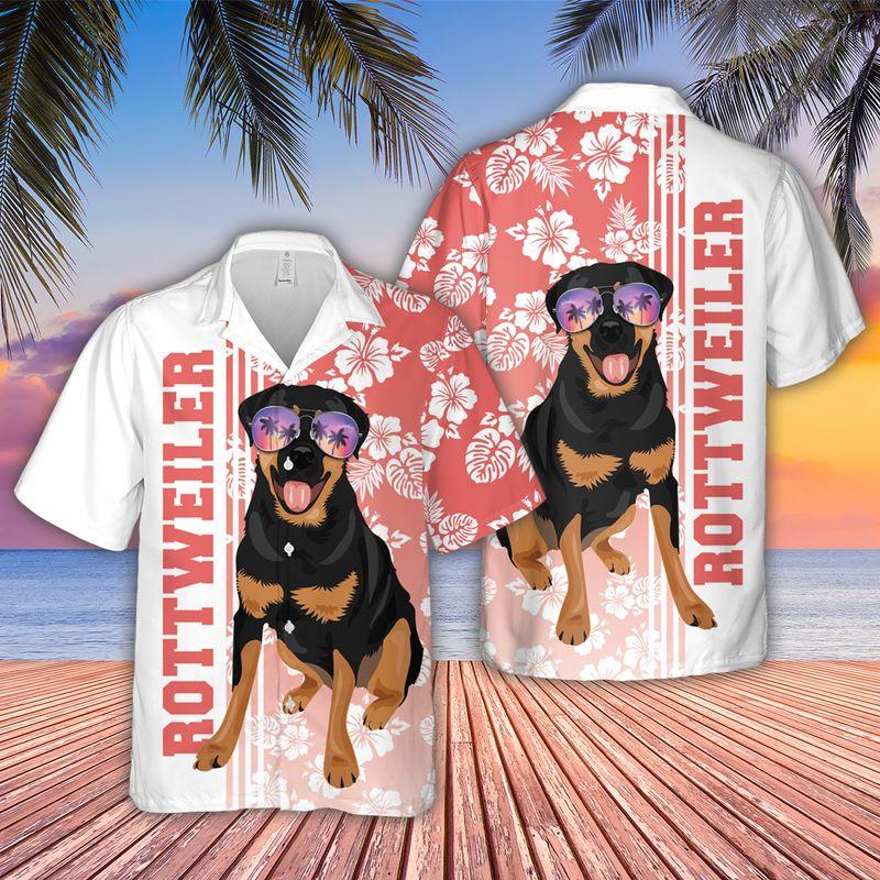 Rottweiler Dog Aloha Hawaiian Shirts For Summer, Tropical Hawaiian Shirt For Men Women Outfit, Beachwear Gift For Dog Lovers, Friend, Dog Mom Dad - Image 2
